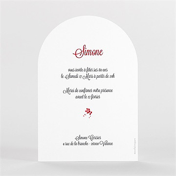 Invitation anniversaire 80 printemps arche - Dos du faire-part