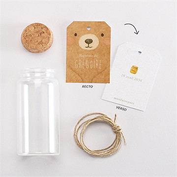Mignonette baptême ours mondoudou étiquette - Vue d'ensemble