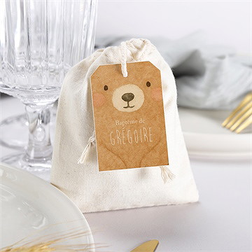 Pochon baptême ours mondoudou - Mise en situation