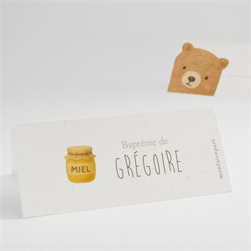 Marque-place baptême ours mondoudou