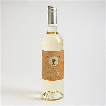 Etiquette de bouteille baptême ours mondoudou - Mise en situation