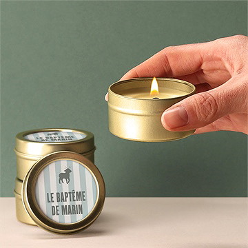 Bougie baptême mon berger - Bougie allumée