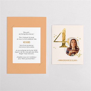 Invitation anniversaire paillette couleur 40 ans - Mise en situation