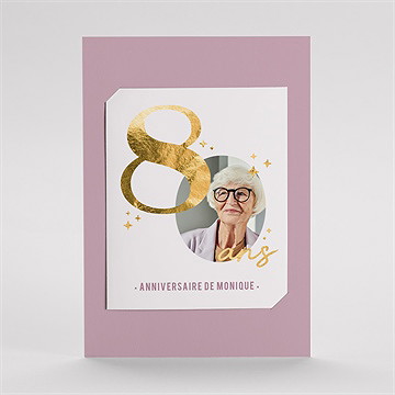 Invitation anniversaire paillette couleur 80 ans - Mise en situation