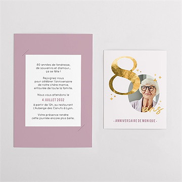 Invitation anniversaire paillette couleur 80 ans - Mise en situation