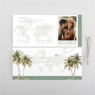 Faire-part mariage passeport tropical pochette - Cartes intérieures verso