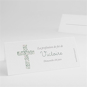 Marque-place profession de foi croix nature