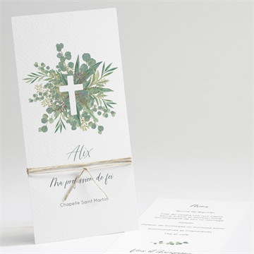 Menu profession de foi croix et feuillage