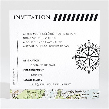 Carton d'invitation mariage carte du monde