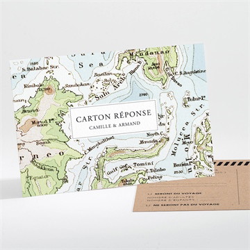 Carton réponse mariage carte du monde