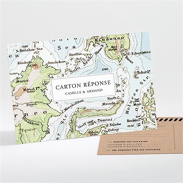 Carton réponse mariage carte du monde
