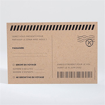 Carton réponse mariage carte du monde - Dos de la carte