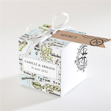 Boîte de dragées mariage carte du monde