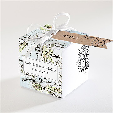 Boîte de dragées mariage carte du monde