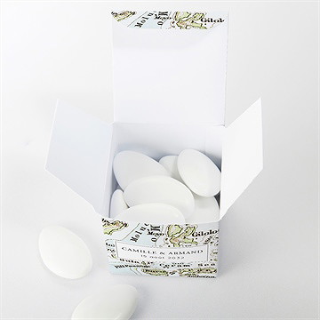 Boîte de dragées mariage carte du monde - Intérieur de la boîte