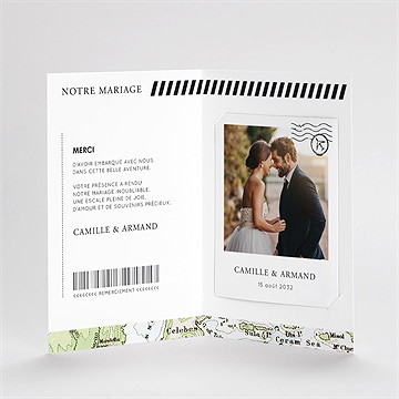 Remerciement mariage carte du monde - Intérieur du remerciement