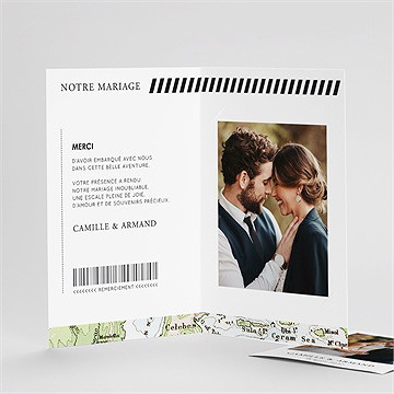 Remerciement mariage carte du monde - Détail du remerciement