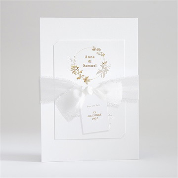 Faire-part mariage délicatesse végétale superposé