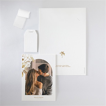 Faire-part mariage délicatesse végétale superposé - Vue d'ensemble verso