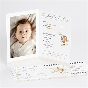 Faire-part naissance passeport montgolfière - Intérieur du faire-part