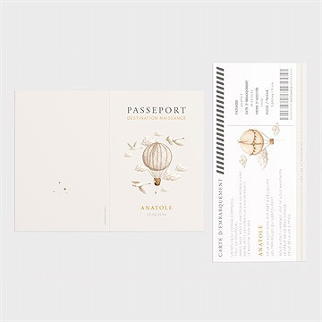 Faire-part naissance passeport montgolfière - Dos du faire-part