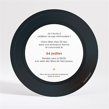 Invitation anniversaire disque vinyle 30 ans - Dos de la carte