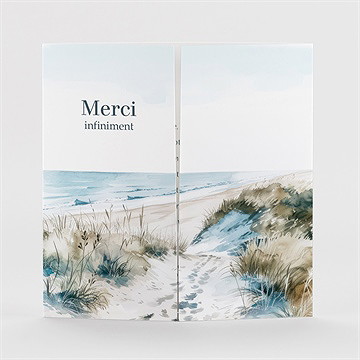 Remerciement décès empreinte aquarelle 2 volets