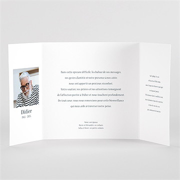 Remerciement décès empreinte aquarelle 2 volets - Vue Interieur