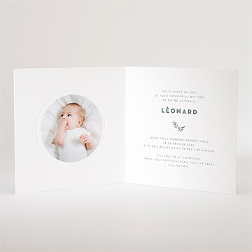 Faire-part de baptême petite église gaufrage - Intérieur du faire-part