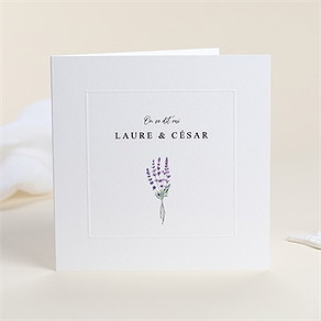 Faire-part mariage lavande gaufrage