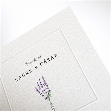 Faire-part mariage lavande gaufrage - Détail du faire-part