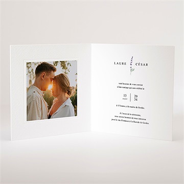 Faire-part mariage lavande gaufrage - Intérieur du faire-part