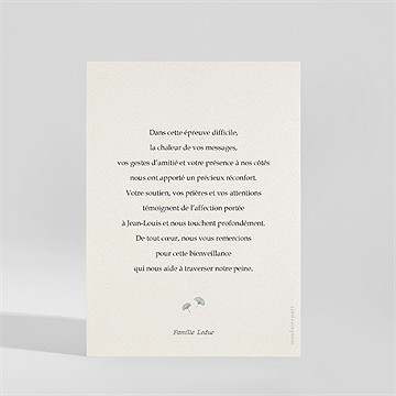 Remerciement décès ginkgo - Dos de la carte