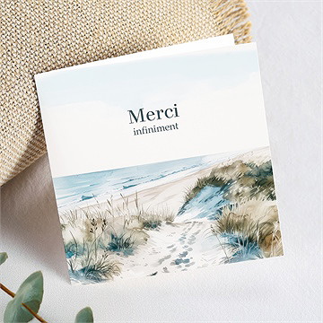 Remerciement décès empreinte aquarelle plié