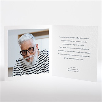 Remerciement décès empreinte aquarelle plié - Intérieur du faire-part