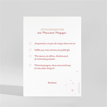 Carte demande parrain marraine ma bonne fée - Dos du faire-part