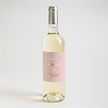 Étiquette de bouteille demande parrain marraine ma bonne fée - Mise en situation
