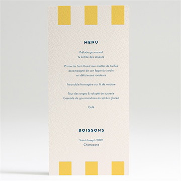 Menu mariage amour d'été - Dos du menu