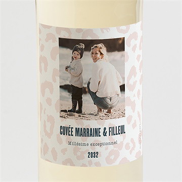 Étiquette de bouteille demande parrain marraine imprimé léopard