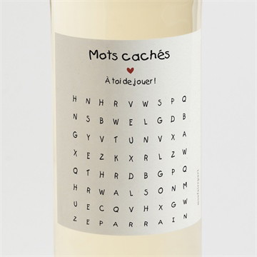 Étiquette de bouteille demande parrain marraine mots cachés parrain