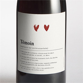 Étiquette de bouteille demande témoin définition témoin