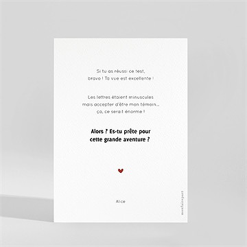 Carte demande témoin humour lettres - Dos du faire-part