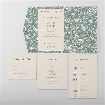 Faire-part mariage style provençal - Vue d'ensemble intérieur