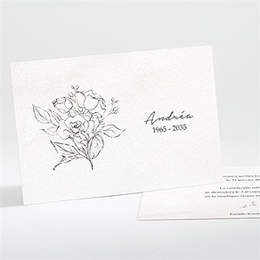 Faire-part décès esquisse florale