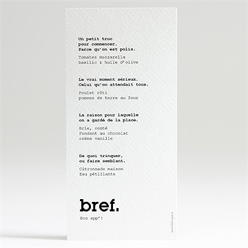 Menu anniversaire bref - Dos du menu