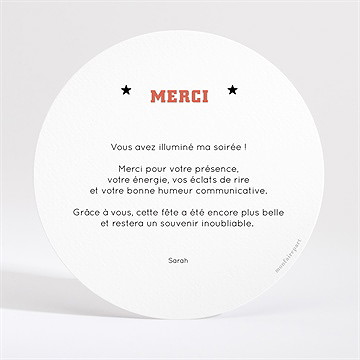 Remerciement anniversaire disco - Dos de la carte
