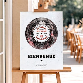 Panneau bienvenue anniversaire disco