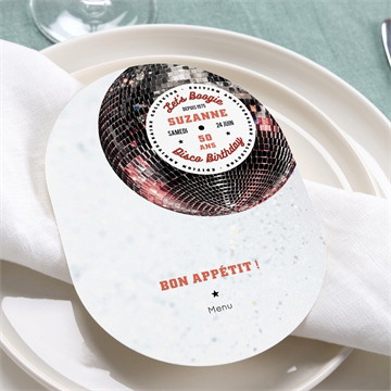 Menu anniversaire disco