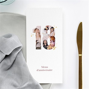 Menu anniversaire photo 18 ans
