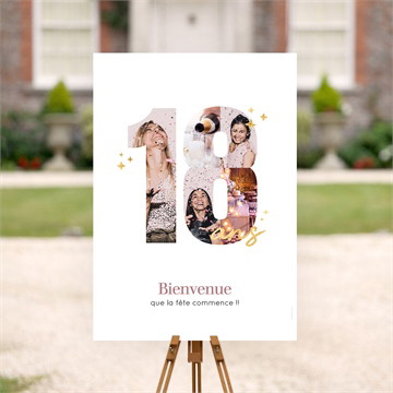 Panneau bienvenue anniversaire photo 18 ans